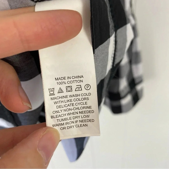Broome Street by Kate Spade Womens Size 0 Black White Gray Gingham Peplum Top - Picture 11 of 12